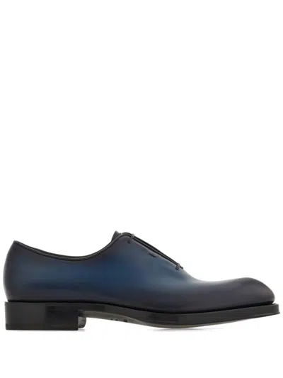 Ferragamo Tramezza Oxford Shoes In Blue