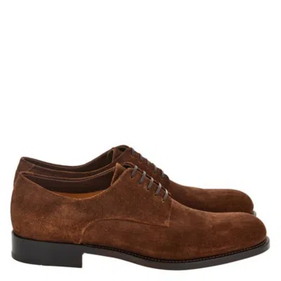 Ferragamo Tramezza Suede Derby Shoes In Brown