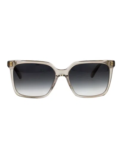 Ferragamo Transparent Sage Acetate Sunglasses In Animal Print