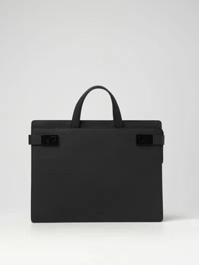 Ferragamo Men's Briefcase With Gancini Buckles In Black