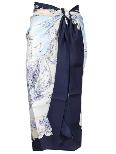 Ferragamo Voyage-print Silk Pareo In Blue