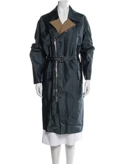 Pre-owned Ferragamo Trench Coat In Blue