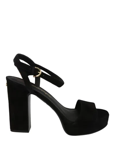 Ferragamo Trento 2 Suede Platform Sandals In Black