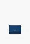 Ferragamo Tri-fold Compact Leather Wallet In Teal