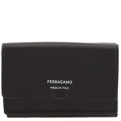 Ferragamo Tri-fold Leather Card Holder In Black
