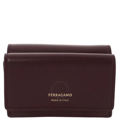 Ferragamo Tri-fold Leather Card Holder In Red