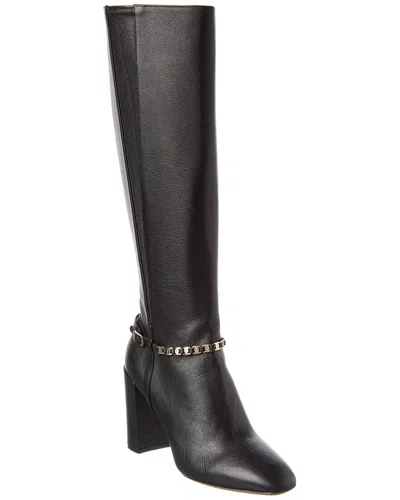 Ferragamo Triba Leather Knee-high Boot In Black