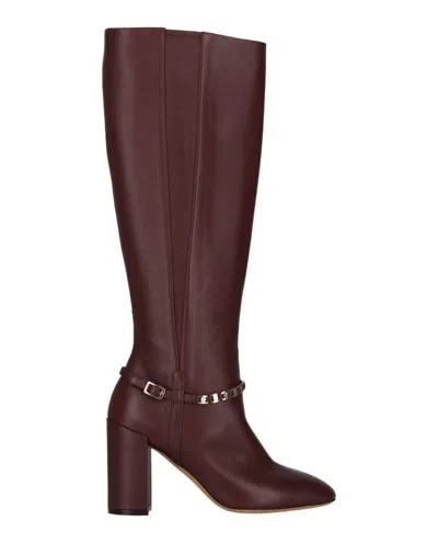 Ferragamo Triba Leather Knee-high Boots In Brown