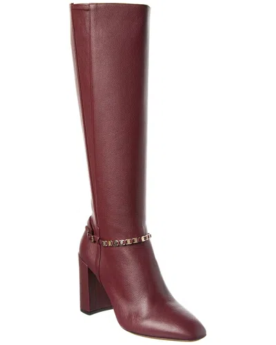 Ferragamo Triba Leather Knee-high Boot In Burgundy
