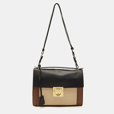 Pre-owned Ferragamo Tricolor Leather Marisol Top Handle Bag In Multi