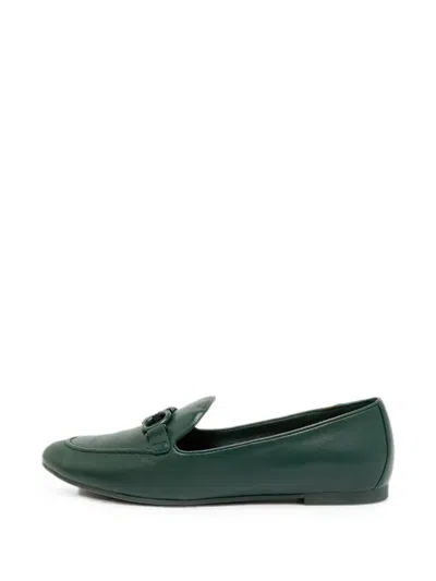Pre-owned Ferragamo Trifoglio Leather Loafers In Green