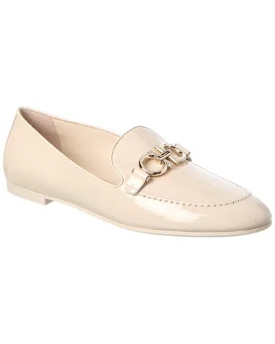 Ferragamo Trifoglio Patent Leather Loafer In Neutral