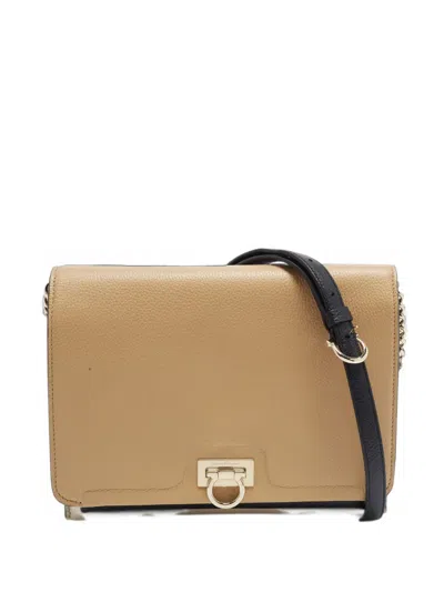 Pre-owned Ferragamo Trifolio Flap Shoulder Bag In Neutrals