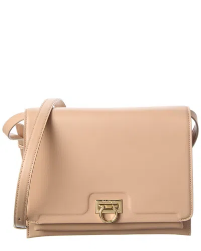 Ferragamo Trifolio Leather Shoulder Bag In Neutral