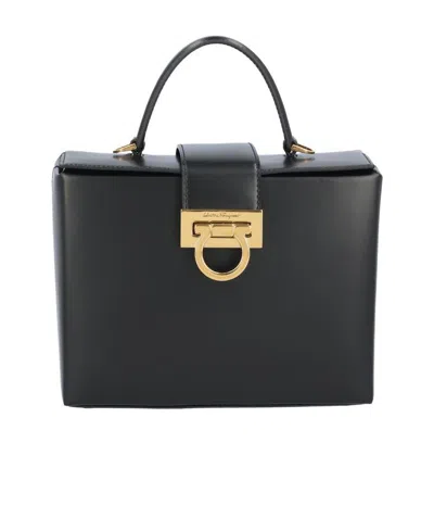 Ferragamo Trifolio Leather Tote Bag In Black