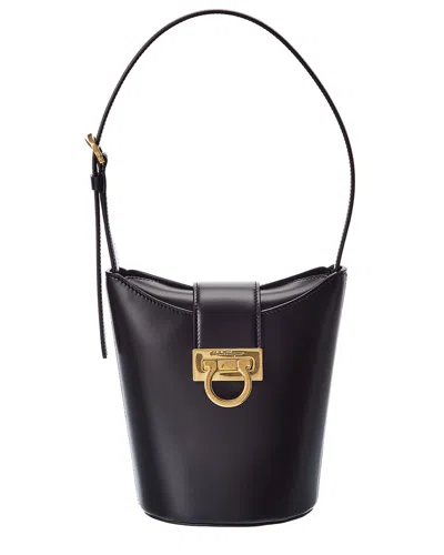 Ferragamo Trifolio Small Leather Shoulder Bag In Black
