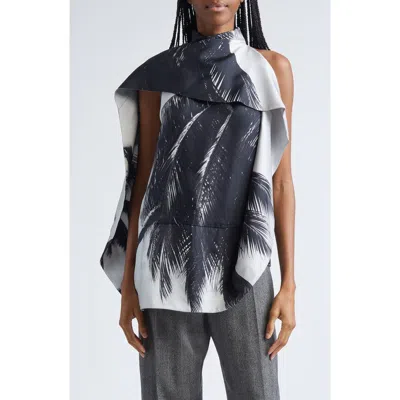 FERRAGAMO FERRAGAMO TRINIDAD PRINT ASYMMETRIC SILK TWILL BLOUSE