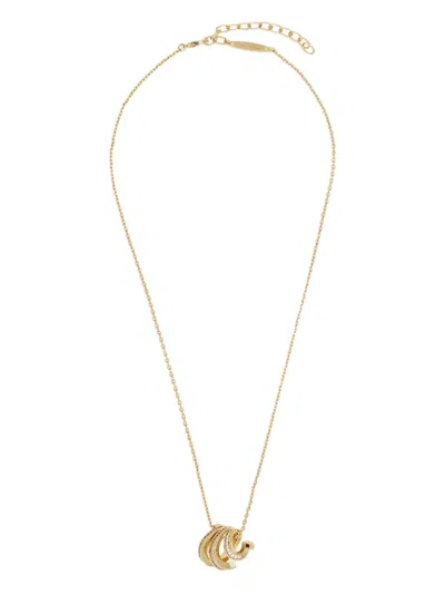 Ferragamo Triple Gancini Crystal Necklace In Gold