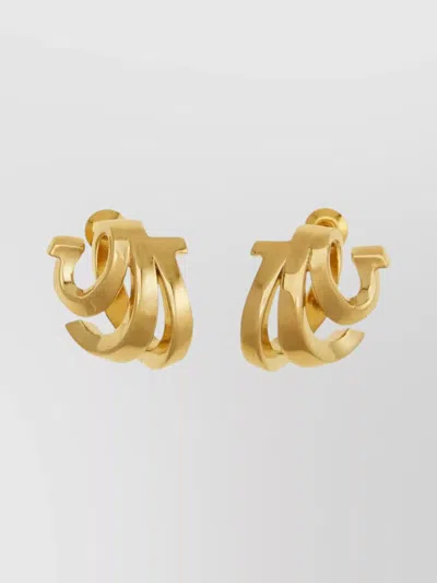 FERRAGAMO TRIPLE GANCINI EARRINGS GOLD-TONE FINISH