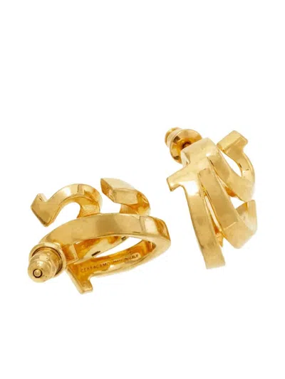 Ferragamo Triple Gancini Earrings In Silver