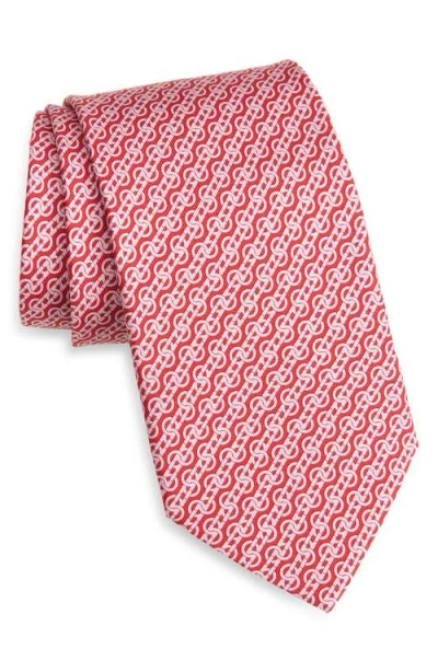 Ferragamo Trofeo Gancini Silk Tie In Red