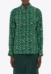 Ferragamo Tropical Forest Button-up Shirt In Green