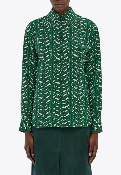 Ferragamo Tropical Forest Button-up Shirt In Green