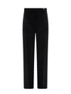 Ferragamo Virgin Wool Trouser With Satin Inserts In Black