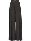 Ferragamo Belted Palazzo Trousers In Black