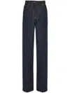 Ferragamo Straight Leg Denim Trousers In Navy