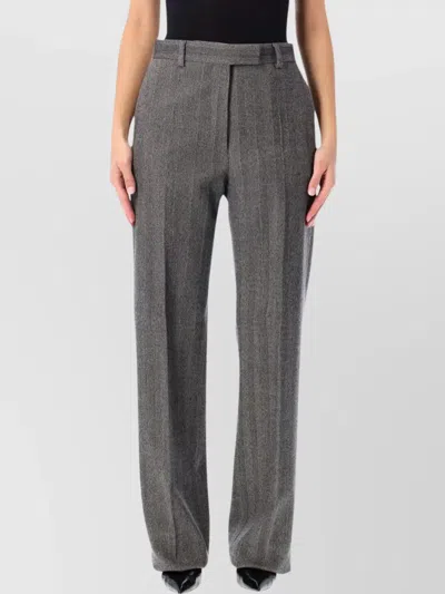Ferragamo Trousers With Herringbone Pattern And Pockets In Multi