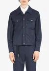 Ferragamo Salvatore  Short Techno Twill Jacket In Navy