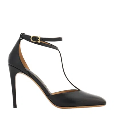 Ferragamo T-strap Stiletto Pump In Black