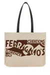 Ferragamo Sand Canvas Shopping Bag