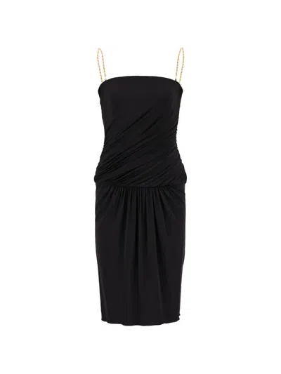 Ferragamo Tube Dress With Chain Strap Detail In Black