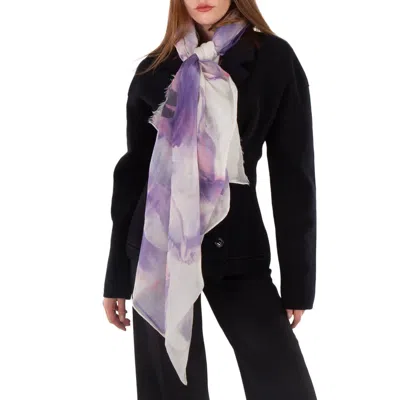 Ferragamo Tulimax Abstract Print Scarf In Purple