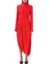 Ferragamo Turtleneck Tulip-design Dress In Red