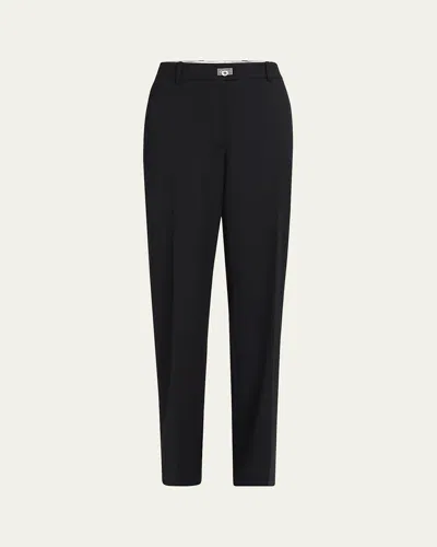 Ferragamo Turn-lock Crepe Straight-leg Pants In Multi