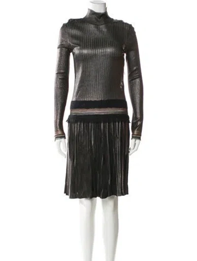 Pre-owned Ferragamo Turtleneck Knee-length Dress In Multi
