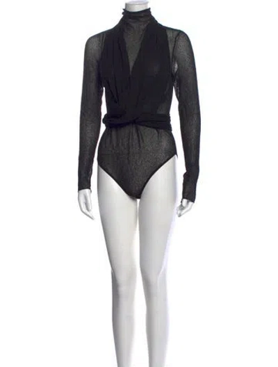 Pre-owned Ferragamo Turtleneck Long Sleeve Bodysuit In Black
