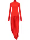 Ferragamo Turtleneck Tulip-design Dress In Red