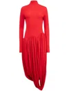 Ferragamo Mock-neck Draped Jersey Maxi Dress In Red