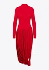 Ferragamo Mock-neck Draped Jersey Maxi Dress In Red