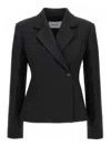 Ferragamo Tailored Blazer With Notched Lapel And Back Vent In Black