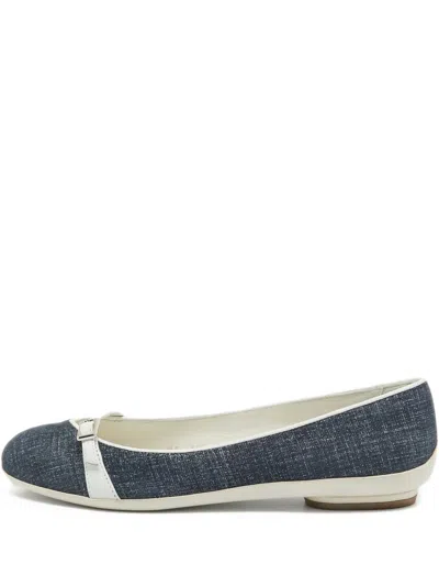 Pre-owned Ferragamo Tweed Ballet Flats