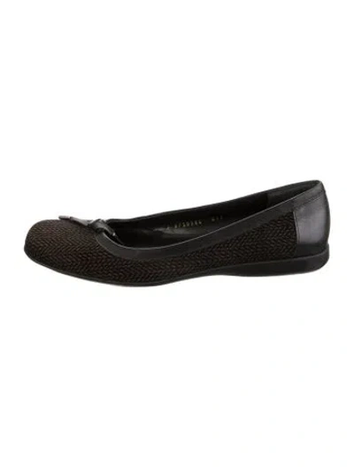 Pre-owned Ferragamo Tweed Ballet Flats In Black/brown
