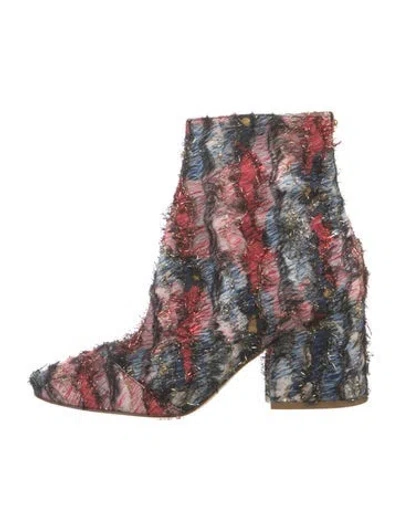 Pre-owned Ferragamo Tweed Pattern Boots In Blue