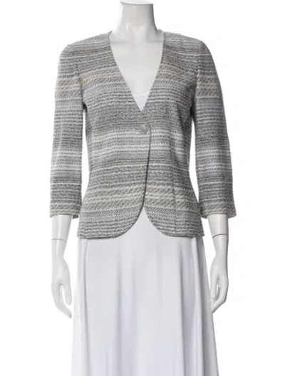 Pre-owned Ferragamo Tweed Pattern Evening Jacket In Gray