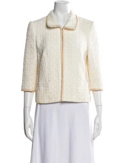 Pre-owned Ferragamo Tweed Pattern Evening Jacket In Neutrals