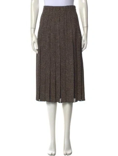 Pre-owned Ferragamo Tweed Pattern Midi Length Skirt In Neutral